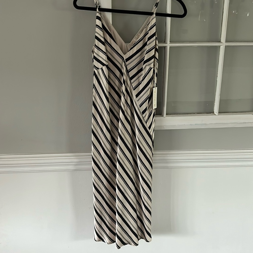 Gold Hawk Midi Stripe Cocktail Slip Dress *NWT*  in Ivory / Black     SMALL - Picture 5 of 10
